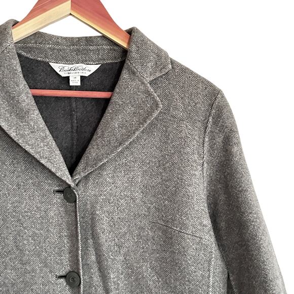 Brooks Brothers Wool Herringbone Over Coat XS 0 2 Gray Jacket Academia Capsule - Picture 3 of 8